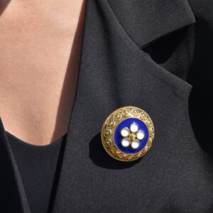broche semi précieuse fleur traditionnel gb ref.: h016